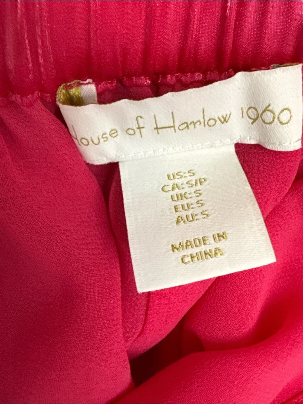 House of Harlow 1960 Hot Pink Satin 2 Piece Crop Top Wide Leg Pants Set S NWT